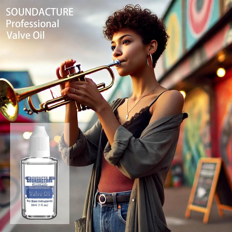 SOUNDACTURE زيت صمامات نحاسي 1 أونصة للبوق، الترمبون، التوبا، الباريتون وآلات النحاس الأخرى - زيت مكبس ممتاز لعمل سلس، تشحيم يدوم طويلاً - Image 2